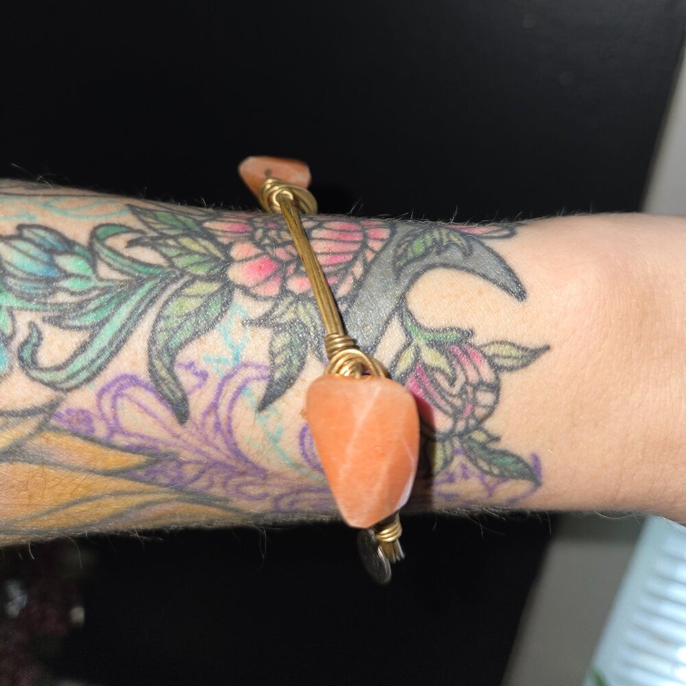 Bourbon and Bowties Orange Peach Stone Bangle Bracelet